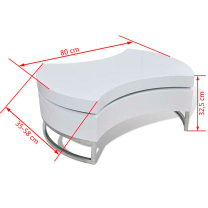 Coffee Table High gloss white MDF, Stainless Steel Compact