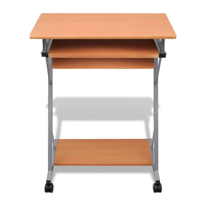 Computer Desk Brown Particle Board Compact Sliding Components