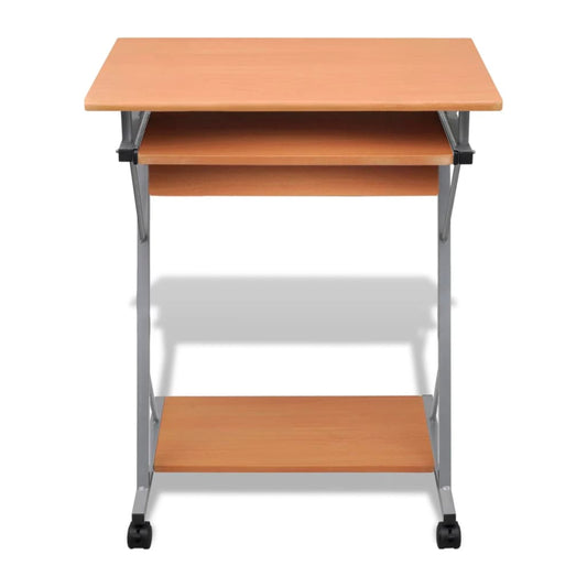 Computer Desk Brown Particle Board Compact Sliding Components