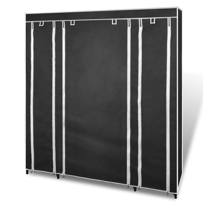 Cabinet Black Non-woven Fabric, Iron Collapsible Fabric Wardrobe