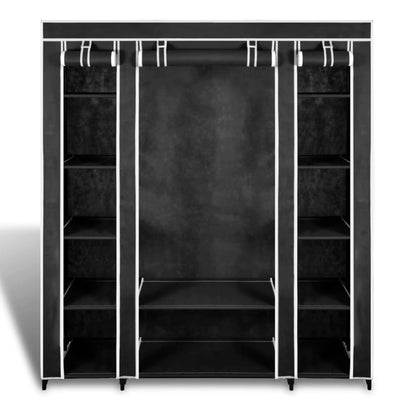 Cabinet Black Non-woven Fabric, Iron Collapsible Fabric Wardrobe