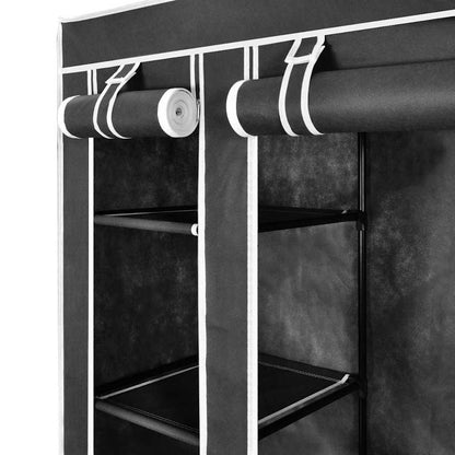 Cabinet Black Non-woven Fabric, Iron Collapsible Fabric Wardrobe