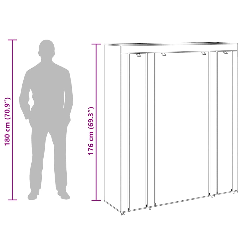 Cabinet Black Non-woven Fabric, Iron Collapsible Fabric Wardrobe