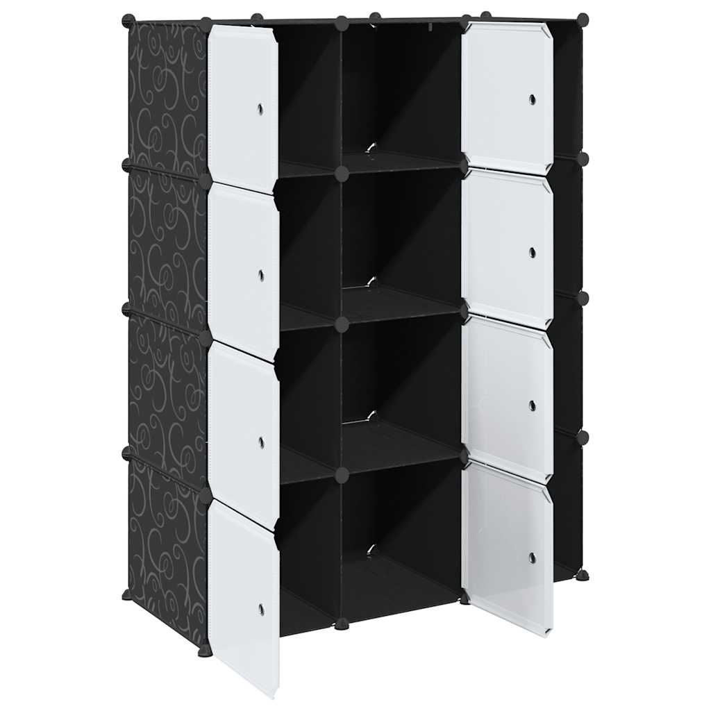 Modular Cabinet Black and White Plastic and Chromed Steel