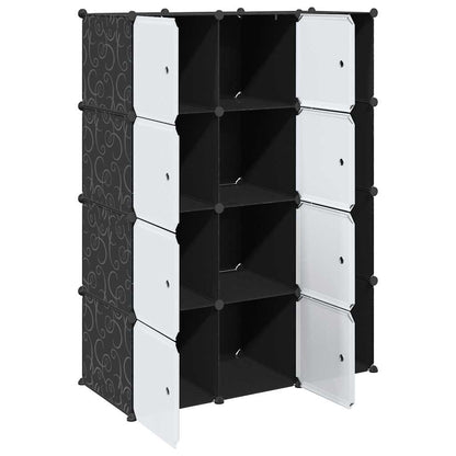 Modular Cabinet Black and White Plastic and Chromed Steel