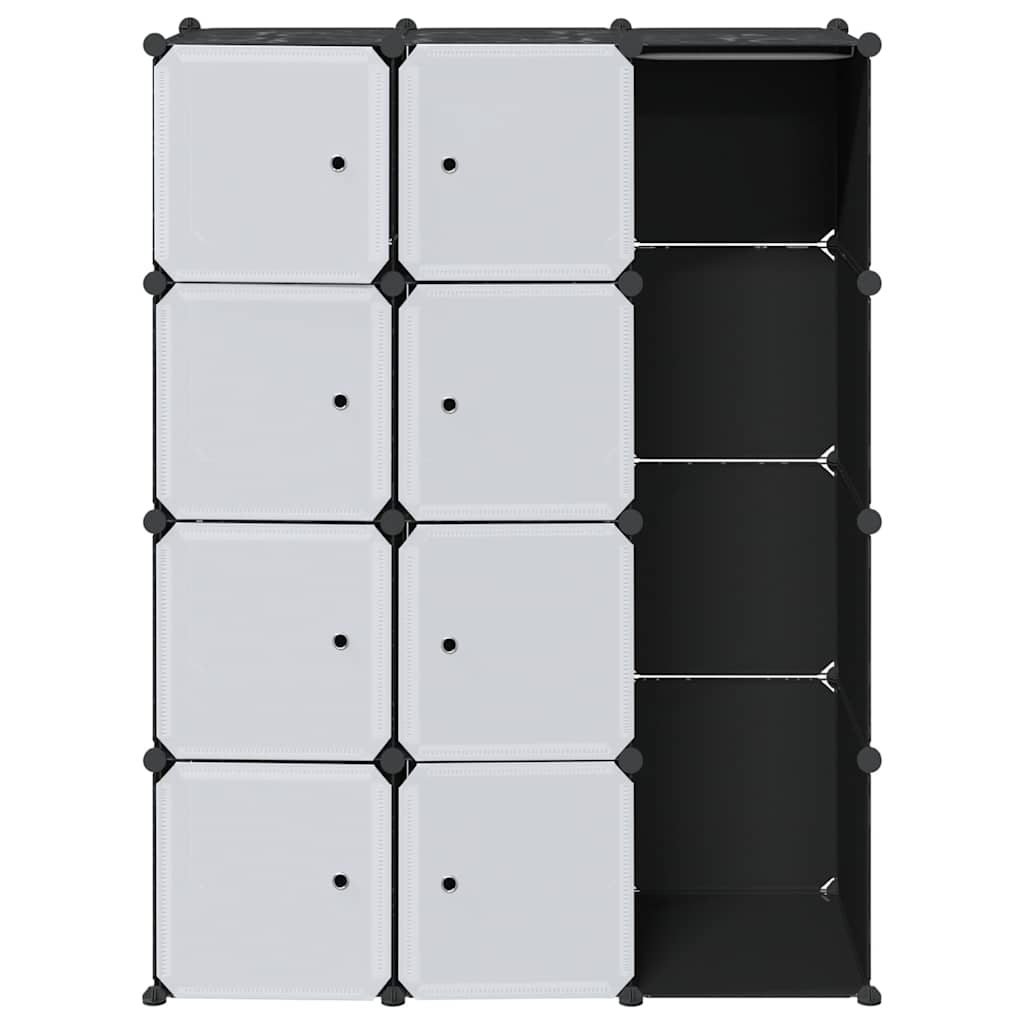 Modular Cabinet Black and White Plastic and Chromed Steel