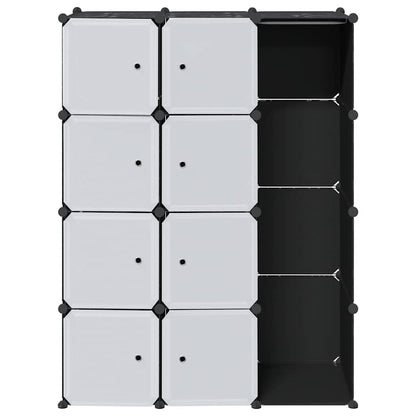 Modular Cabinet Black and White Plastic and Chromed Steel