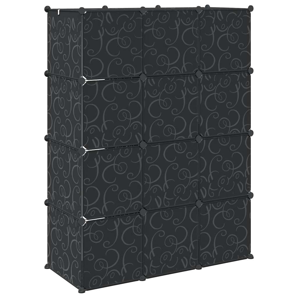 Modular Cabinet Black and White Plastic and Chromed Steel