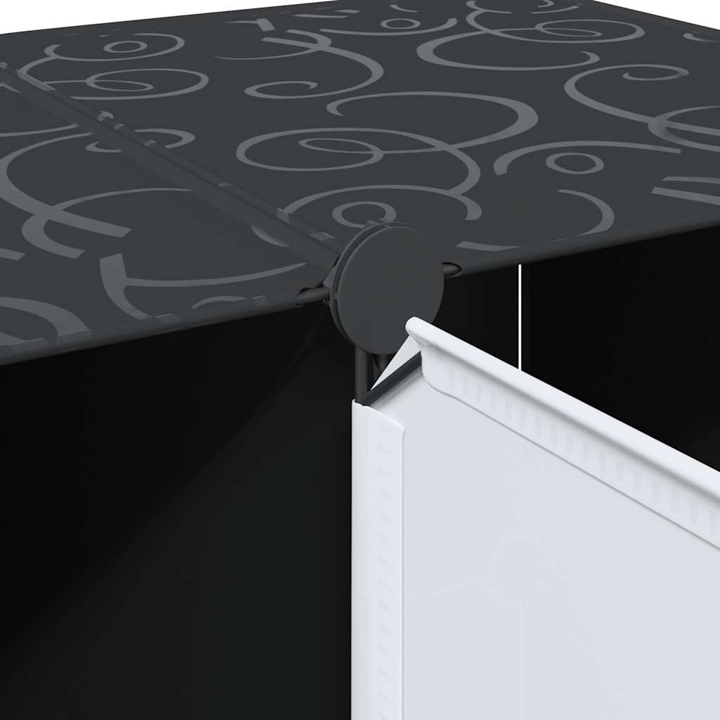 Modular Cabinet Black and White Plastic and Chromed Steel