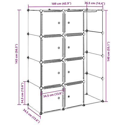 Modular Cabinet Black and White Plastic and Chromed Steel