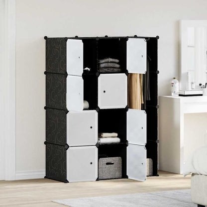 Modular Cabinet Black and White Plastic and Chromed Steel