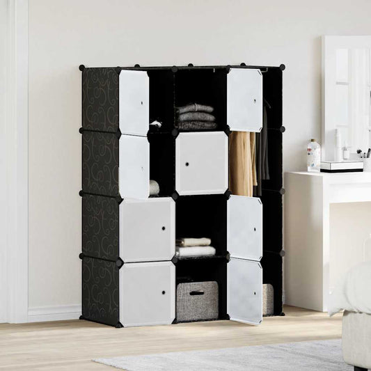 Modular Cabinet Black and White Plastic and Chromed Steel