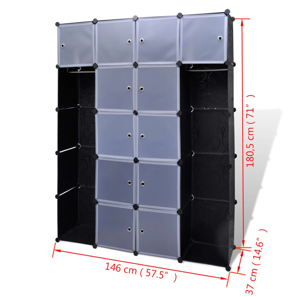 Modular Storage Black and White Plastic Large Modular