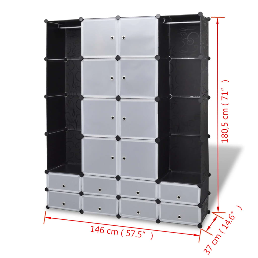 Modular Storage Black and White Plastic and steel wire