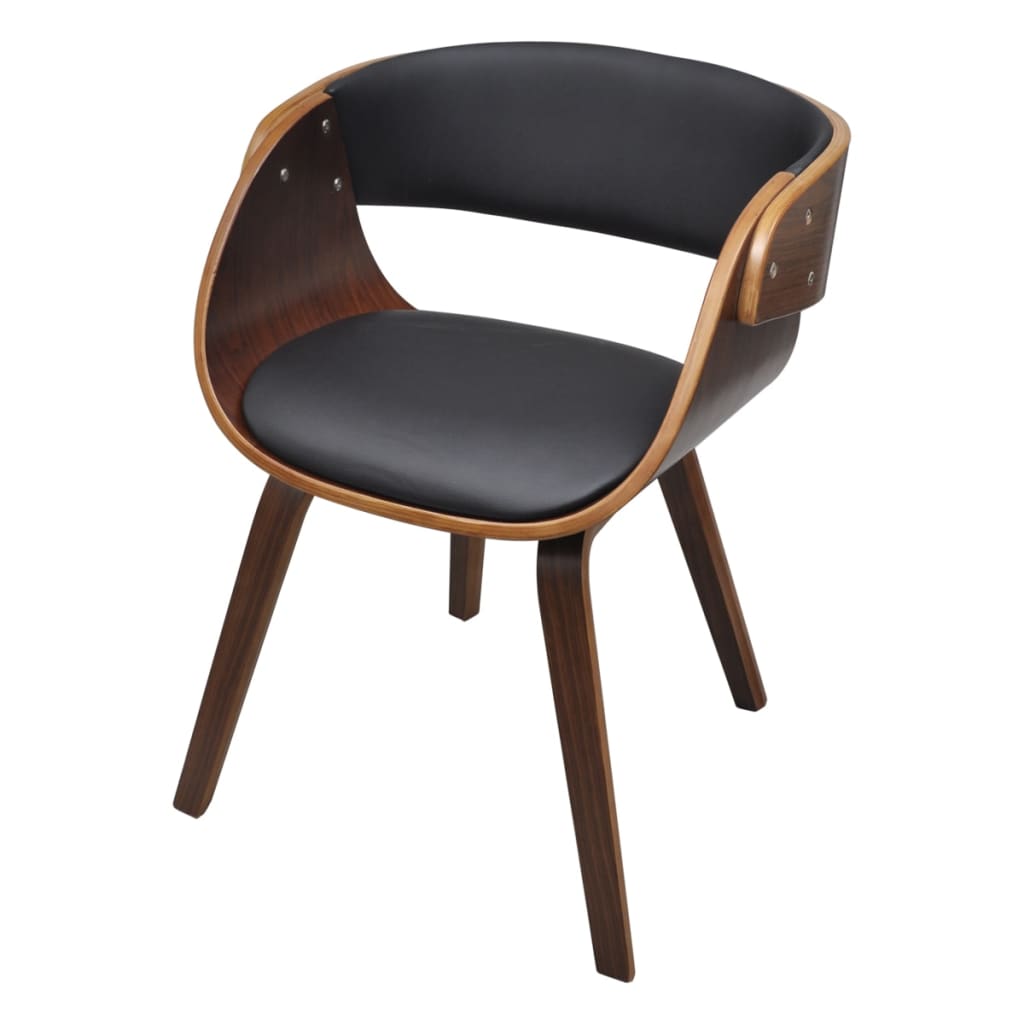Dining Chair Black and Brown Plywood, Cotton, Polyurethane Standard