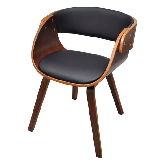 Dining Chair Black and Brown Plywood, Cotton, Polyurethane Standard