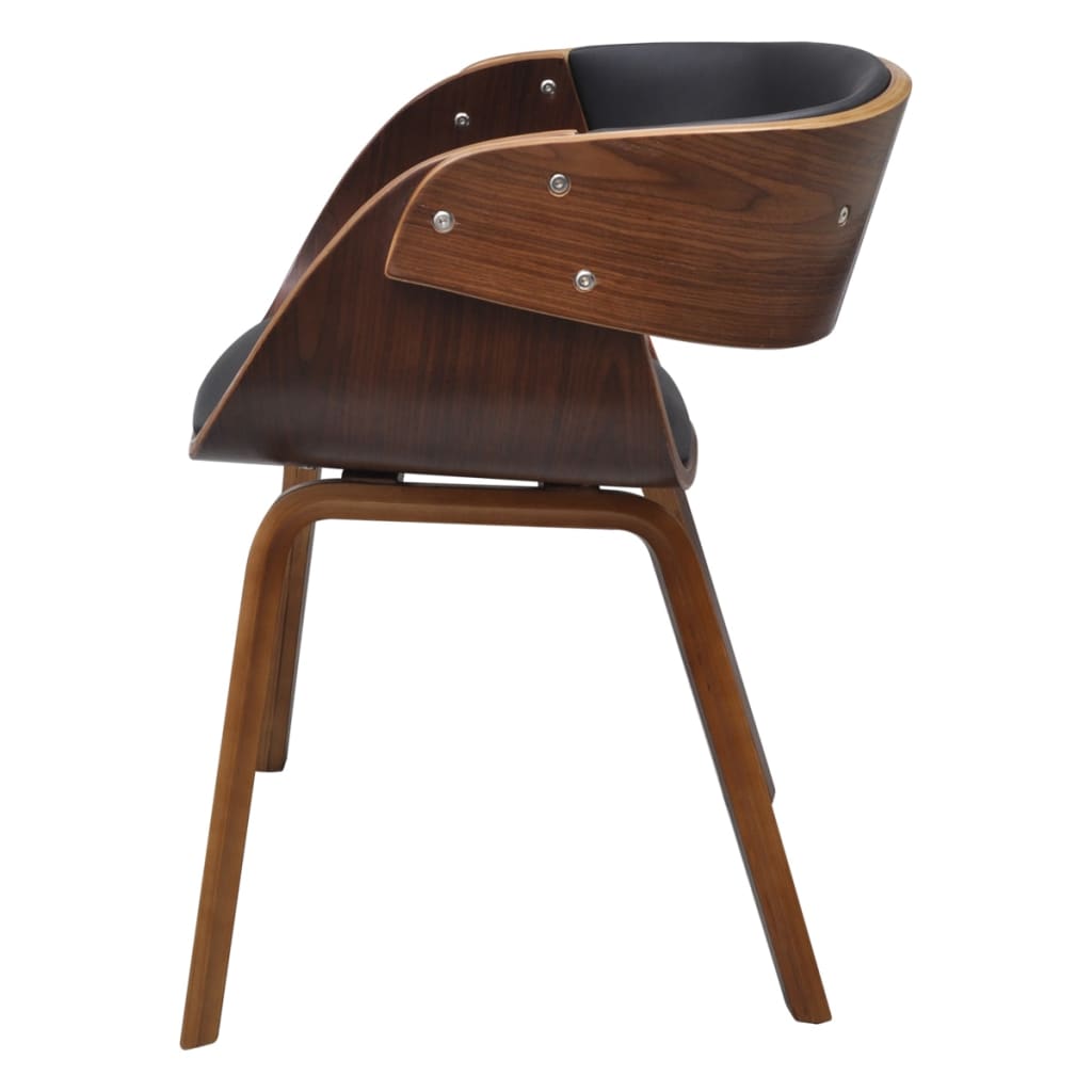 Dining Chair Black and Brown Plywood, Cotton, Polyurethane Standard