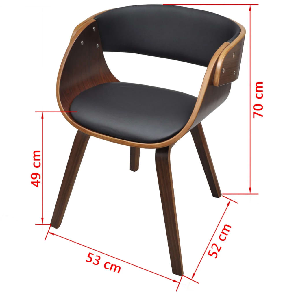 Dining Chair Black and Brown Plywood, Cotton, Polyurethane Standard