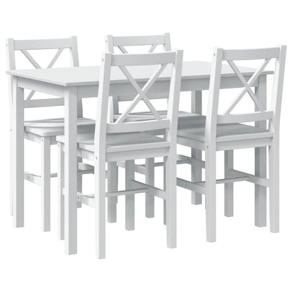 Dining Set White Pine wood 5 Piece Durable Dining Table
