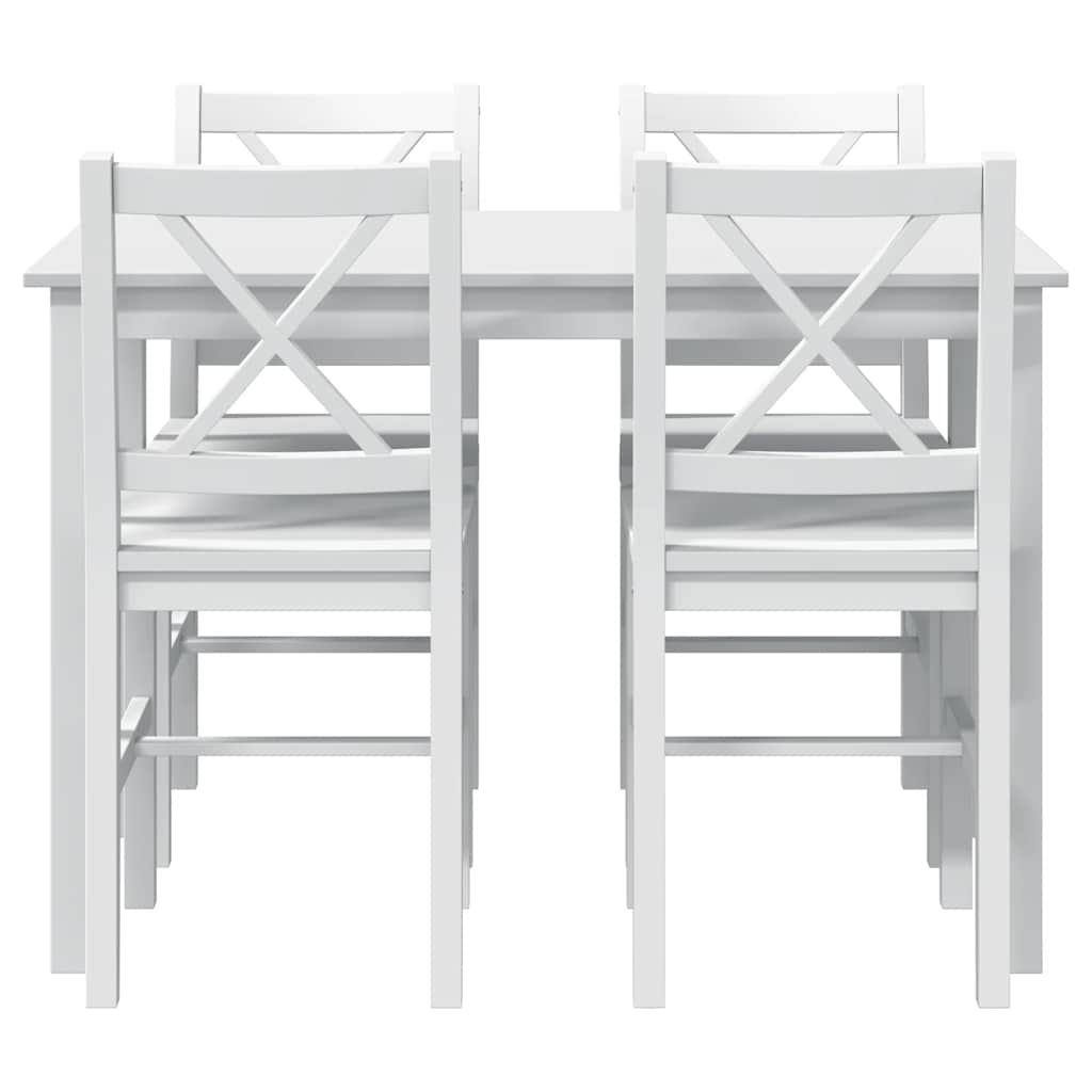 Dining Set White Pine wood 5 Piece Durable Dining Table