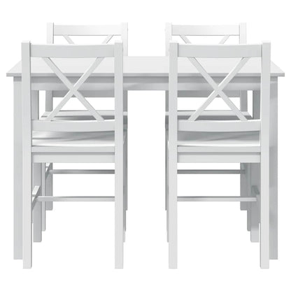 Dining Set White Pine wood 5 Piece Durable Dining Table