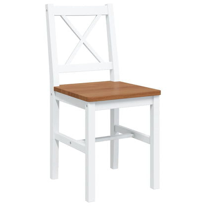 Dining Set Brown and White Pine wood Large Durable Dining Set