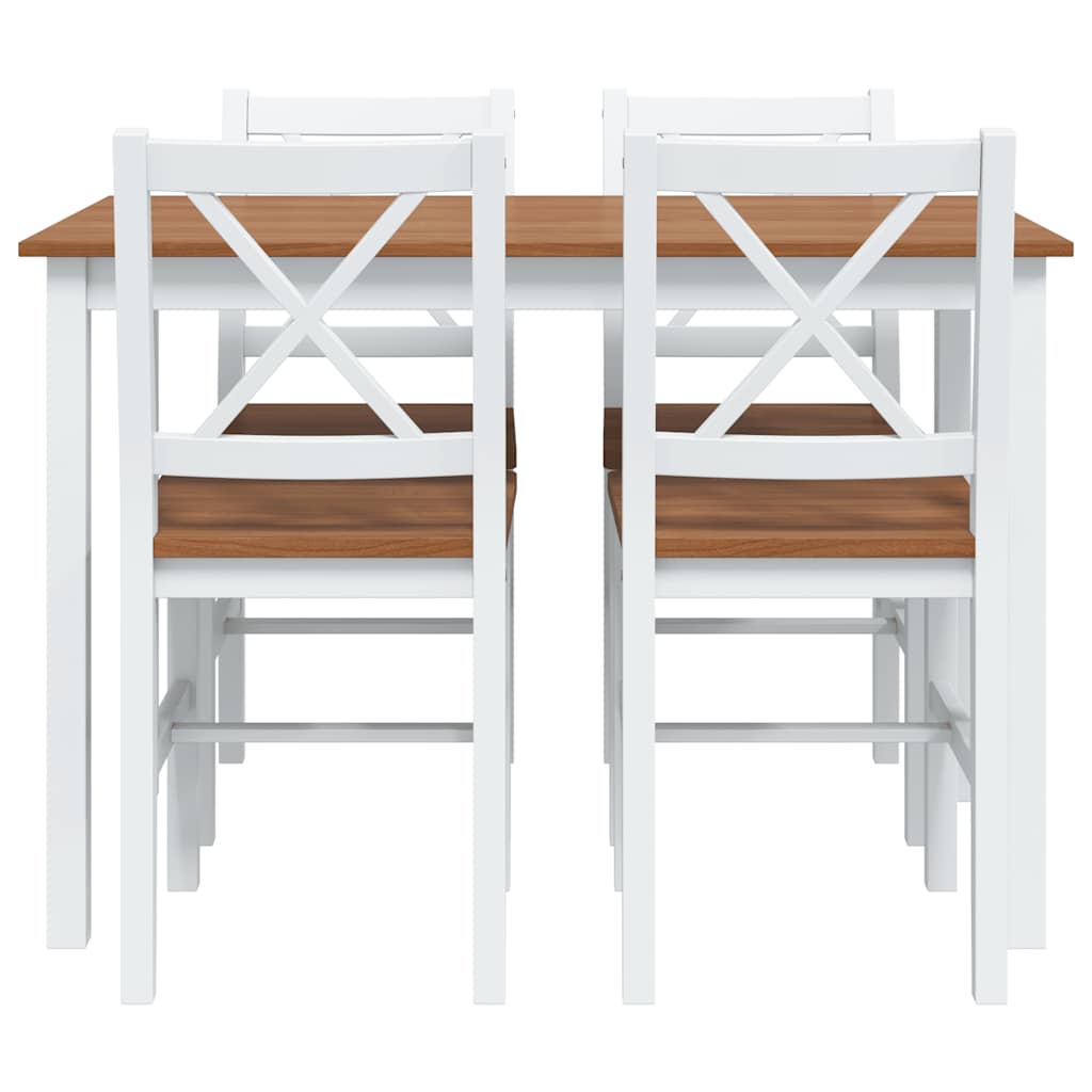 Dining Set Brown and White Pine wood Large Durable Dining Set