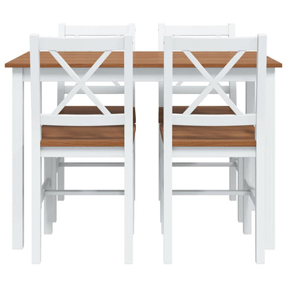 Dining Set Brown and White Pine wood Large Durable Dining Set