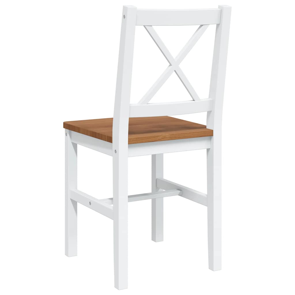 Dining Set Brown and White Pine wood Large Durable Dining Set