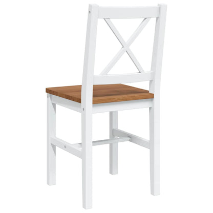 Dining Set Brown and White Pine wood Large Durable Dining Set