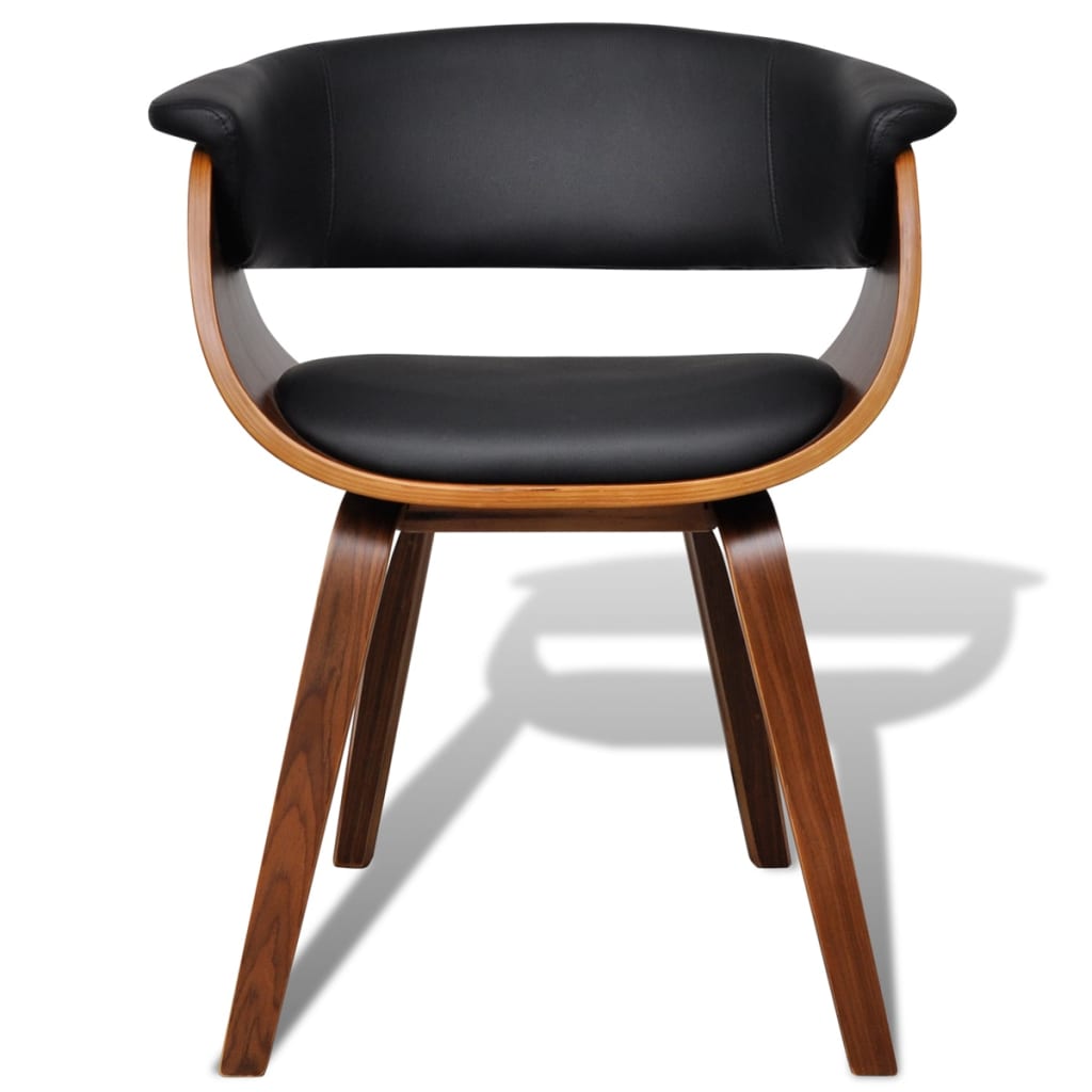 Dining Chair Black and brown Faux leather and wood Standard