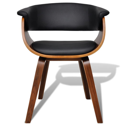 Dining Chair Black and brown Faux leather and wood Standard
