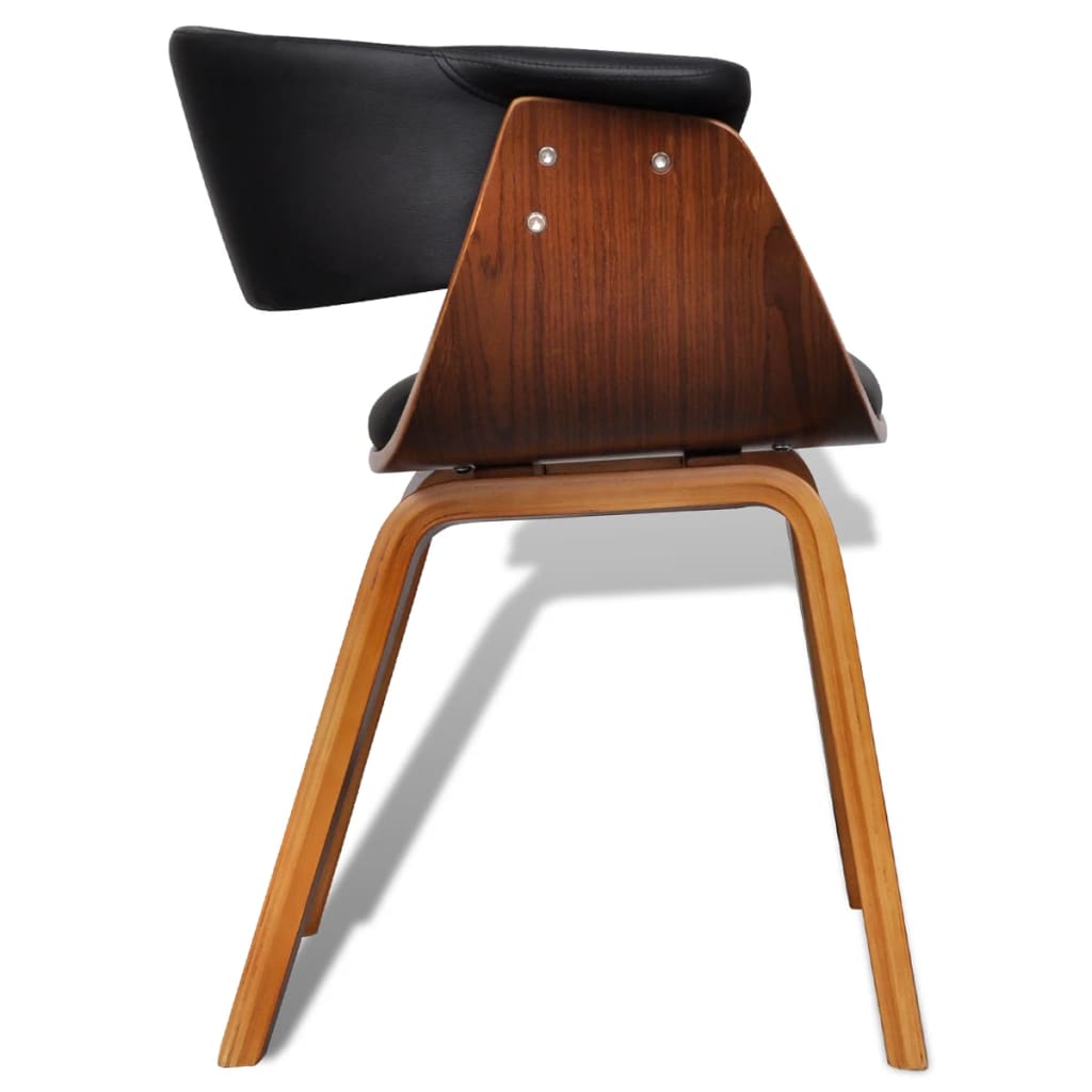 Dining Chair Black and brown Faux leather and wood Standard