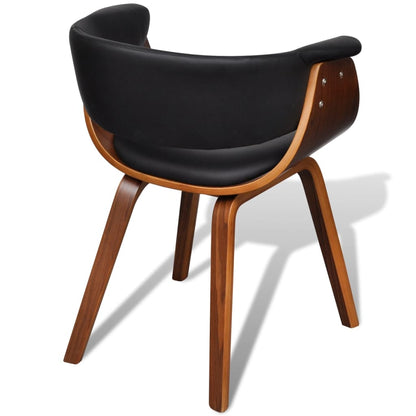 Dining Chair Black and brown Faux leather and wood Standard