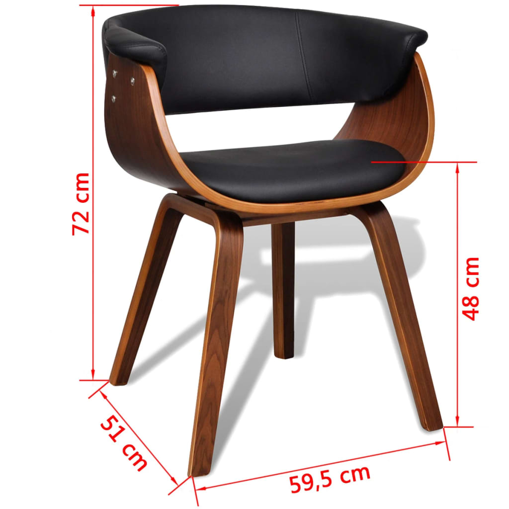 Dining Chair Black and brown Faux leather and wood Standard
