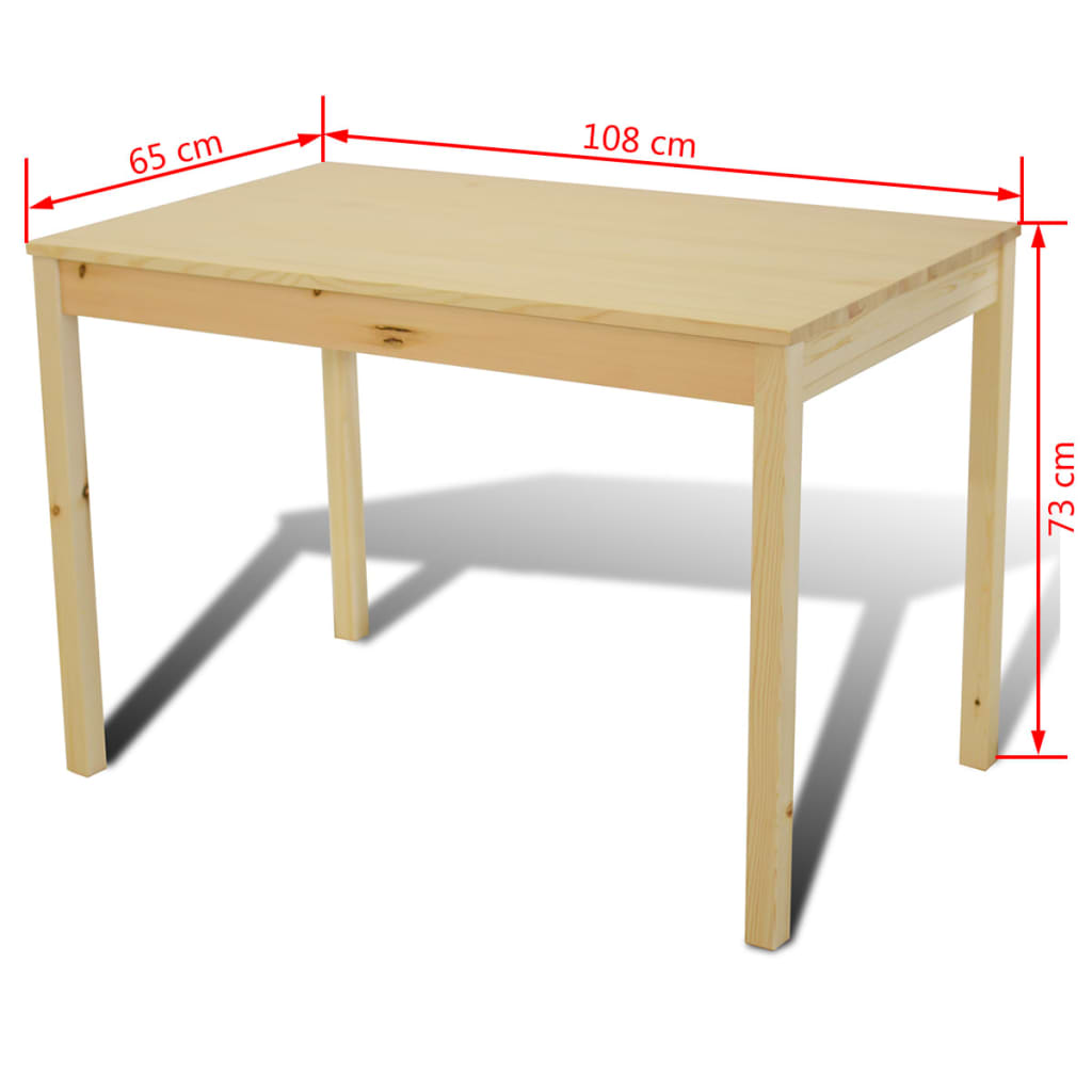 Dining Table and Chairs Natural Pine wood 5 Pieces Durable