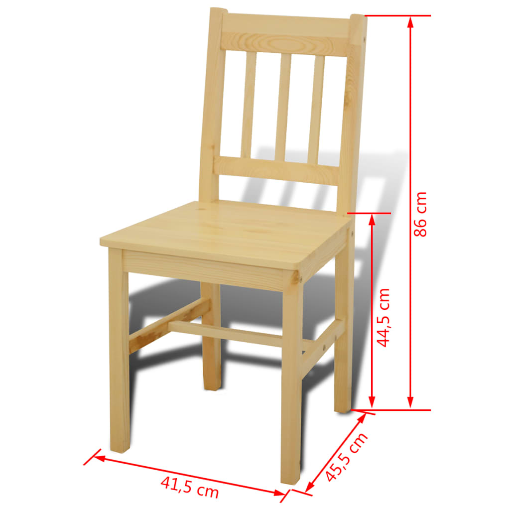 Dining Table and Chairs Natural Pine wood 5 Pieces Durable