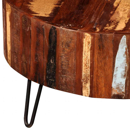 Coffee Table Multicolor Reclaimed solid wood, Iron 27.6 in diameter