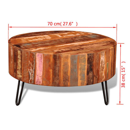 Coffee Table Multicolor Reclaimed solid wood, Iron 27.6 in diameter