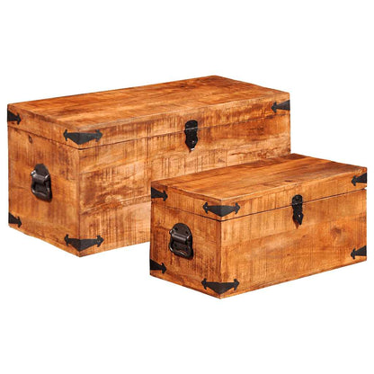 Storage Box Rough Mango Wood Multiple Sizes Included Sturdy