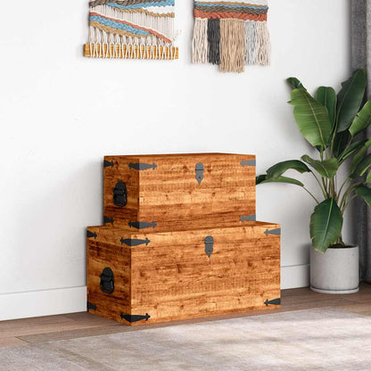 Storage Box Rough Mango Wood Multiple Sizes Included Sturdy
