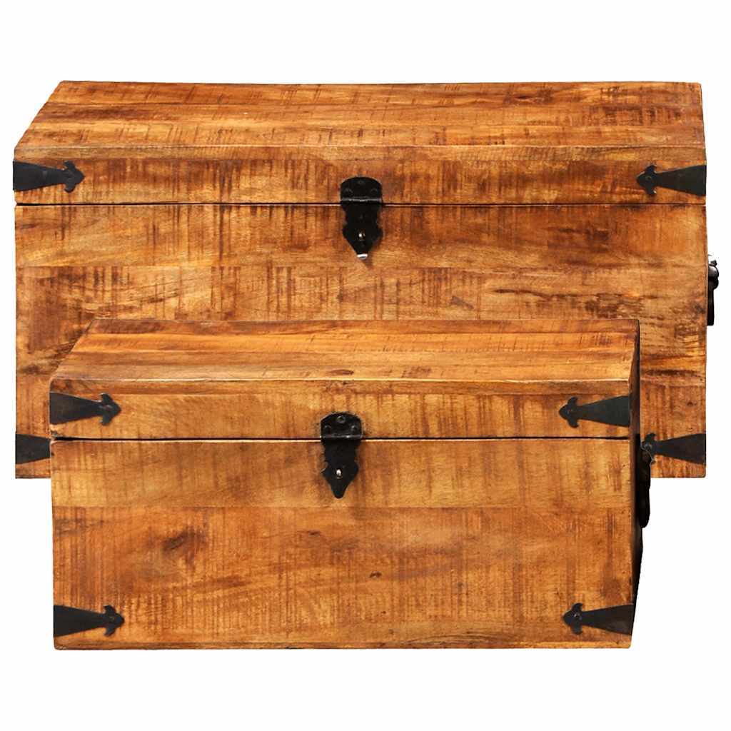 Storage Box Rough Mango Wood Multiple Sizes Included Sturdy