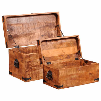 Storage Box Rough Mango Wood Multiple Sizes Included Sturdy