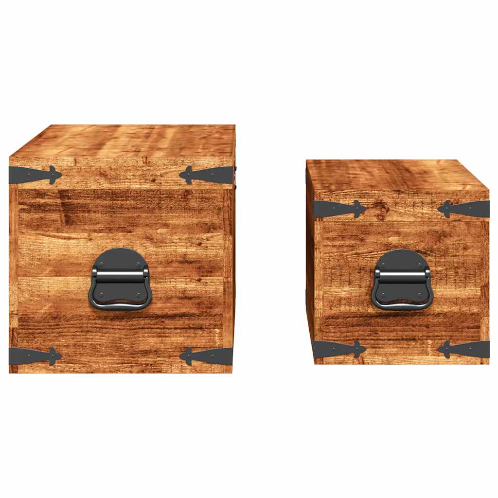 Storage Box Rough Mango Wood Multiple Sizes Included Sturdy