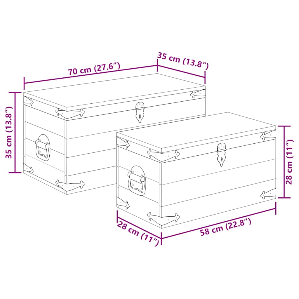 Storage Box Rough Mango Wood Multiple Sizes Included Sturdy