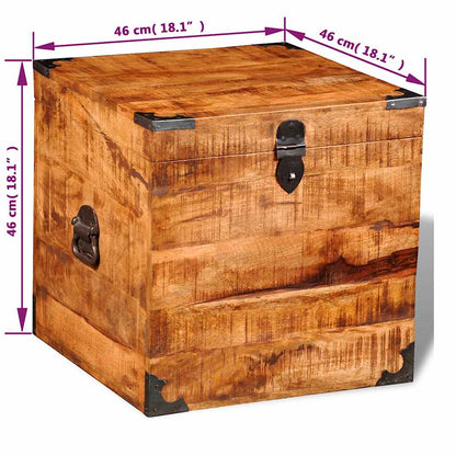 Storage Box Brown Rough mango wood 18.1 x 18.1 x 18.1 in