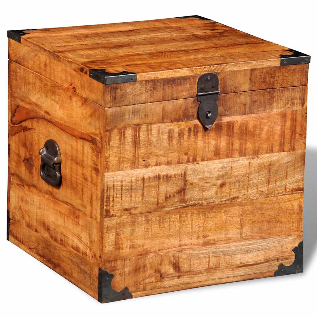 Storage Box Brown Rough mango wood 18.1 x 18.1 x 18.1 in