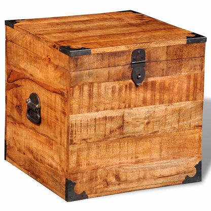 Storage Box Brown Rough mango wood 18.1 x 18.1 x 18.1 in