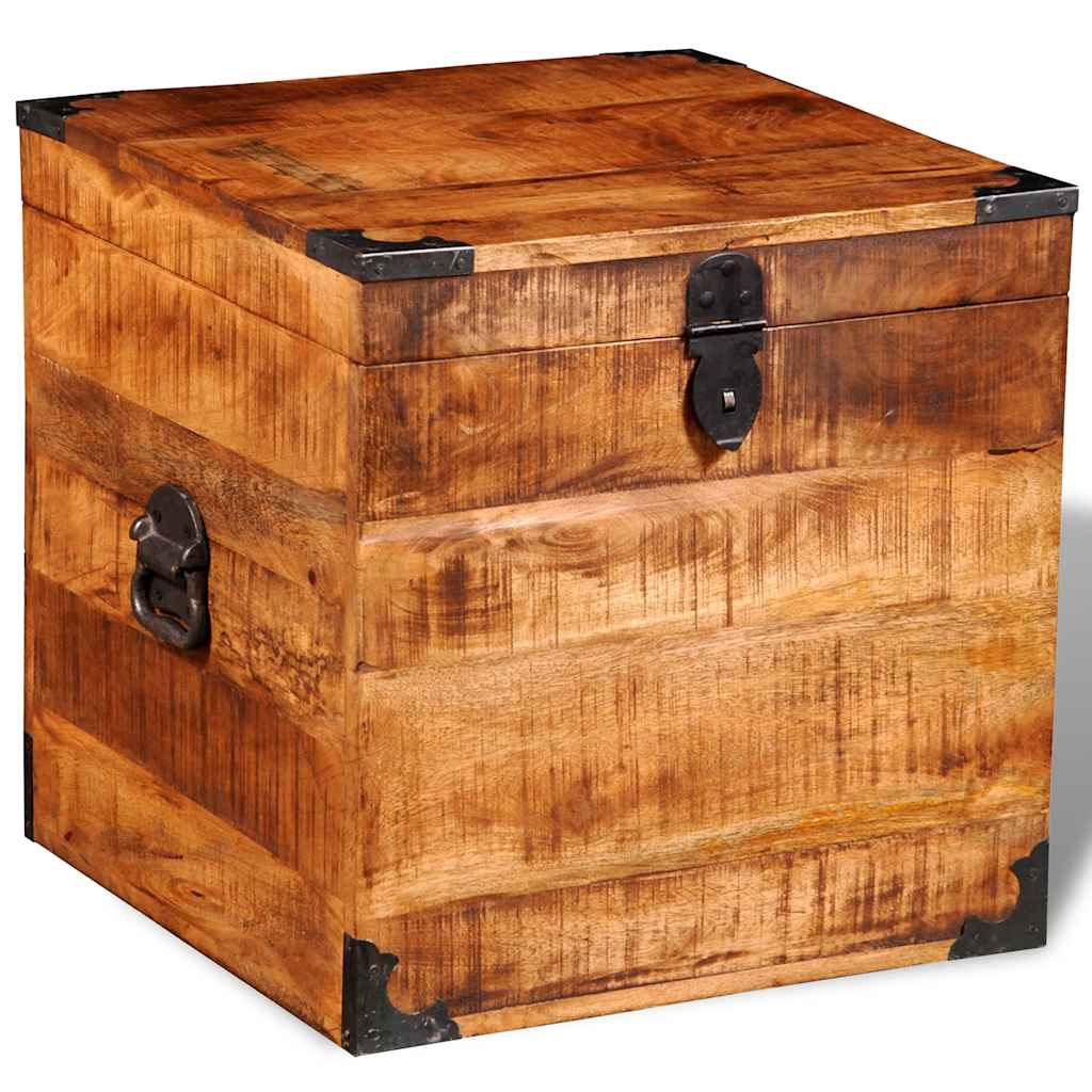 Storage Box Brown Rough mango wood 18.1 x 18.1 x 18.1 in