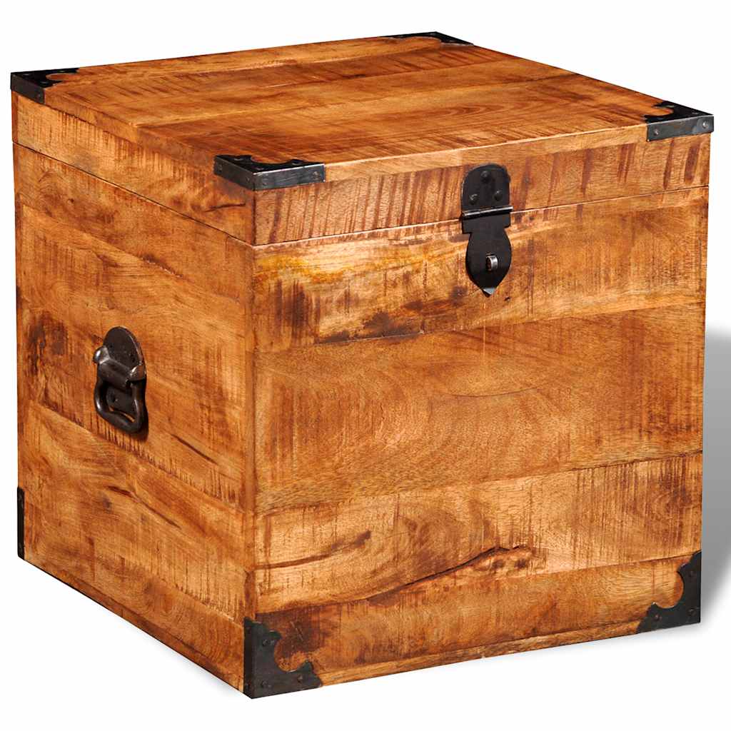 Storage Box Brown Rough mango wood 18.1 x 18.1 x 18.1 in